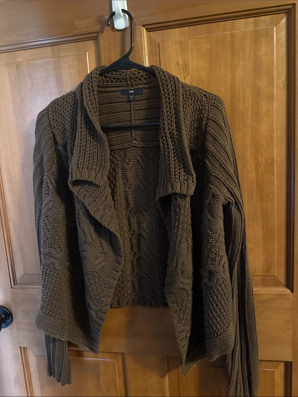 GAP Brown Chunky Open-Front Shawl Collar Cardigan